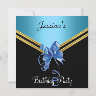 Populäre Black Blue and Bow Party Einladung