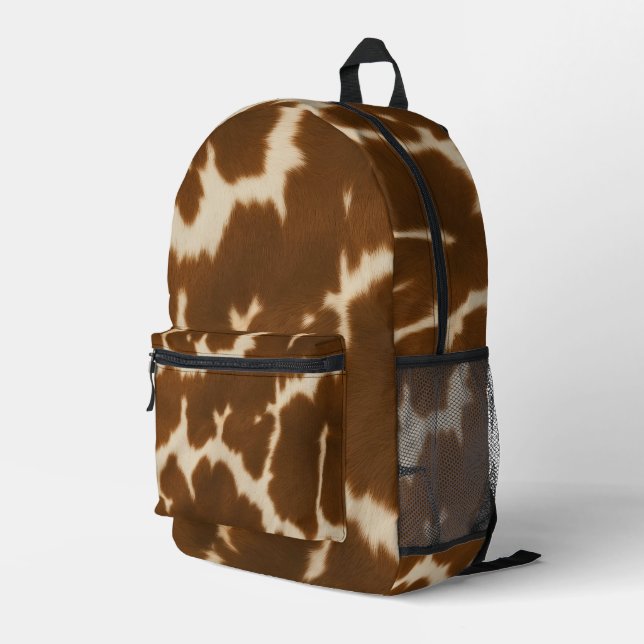 Populäre Elegante Kuh Imitate Leather Collection Bedruckter Rucksack (Rückseitige Ecke Rechts)