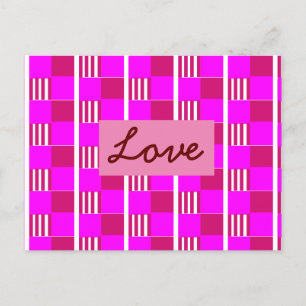 Populäre Magenta und Karierte rosa Monogramm Postkarte