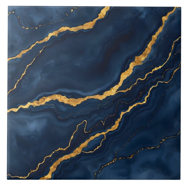 Populäre Navy Blue Gold Marmorsammlung Fliese (Vorderseite)