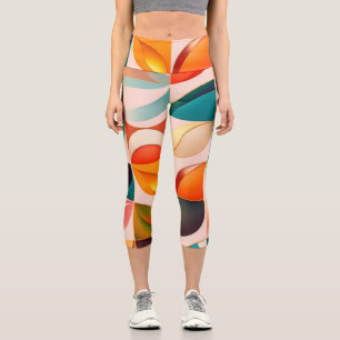 Populäre Retro-Sammlung Abstrakter Quadrate Capri Leggings