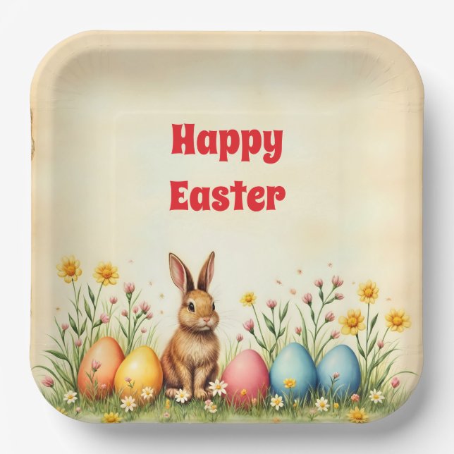 Populäre Sammlung von kleinen Kaninchen und Ostere Pappteller (Vorderseite)