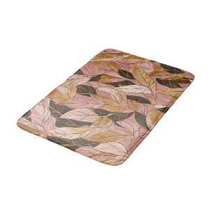 Populäre Schwarz-Pink-Gold-Boho-Blätter-Sammlung Badematte