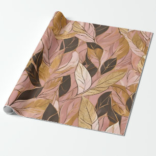 Populäre Schwarz-Pink-Gold-Boho-Blätter-Sammlung Geschenkpapier