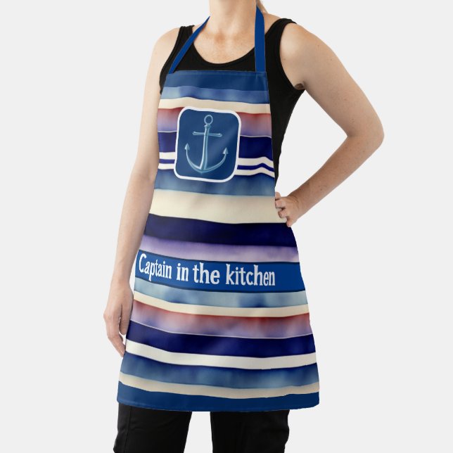 Populäre Summer Navy Blue Boat Stripes Collection Schürze (InSitu)