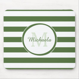 Populäre, tiefgrüne Monogramm mit großen Streifen Mousepad