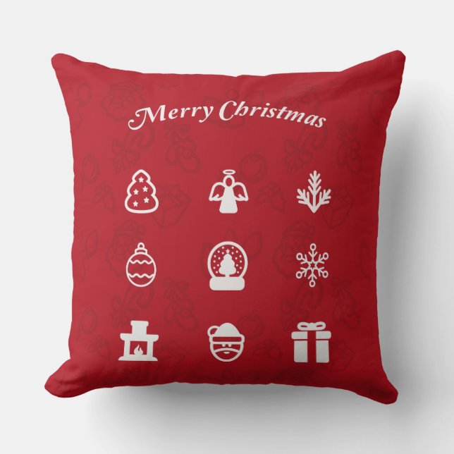 Populäre Weihnachtssymbole Kissen (Vorderseite)