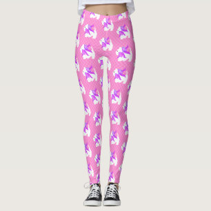 Populärer Niedlicher Weiße Hund Pink Karo Leggings