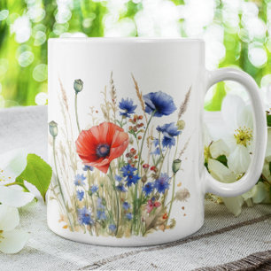 Populationen & Cornblumen: Rustikale Wiesenfarbe Kaffeetasse