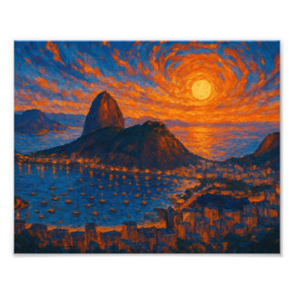 por do sol sobre o rio - arte digital - pôster fotodruck