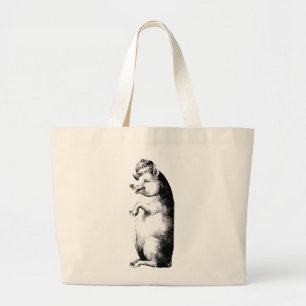 Porc couronné par antiquité drôle sur le sac