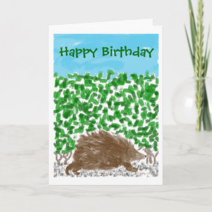 Porc dans la carte d'anniversaire de la haie