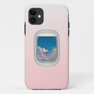porc de vol par le coque iphone de fenêtre d'avio