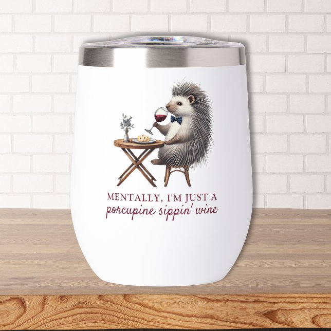 Porc-épic Unique Drôle Mignon au Nœud Papillon Ama (Adorable Porcupine Wine Tumbler - Perfect Gift for Relaxing Wine Nights and Cozy Vibes)