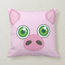 Porc mignon avec le coussin de rose de yeux verts