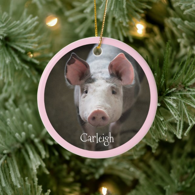 Porc mignon ornement céramique personnalisé (Arbre)