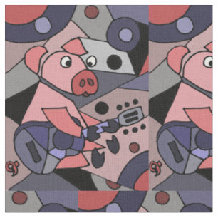 Porc rose drôle jouant le tissu abstrait de
