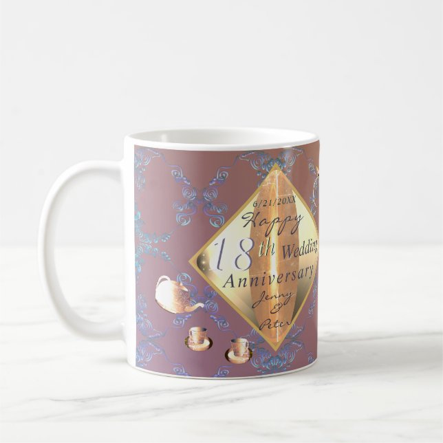 Porcelain Cat's Eye Lavender zum 18. Jubiläum Kaffeetasse (Links)