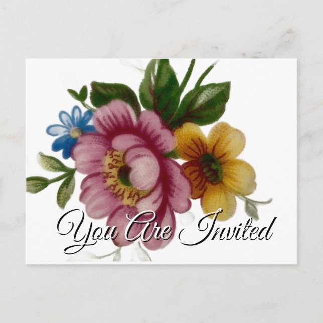 Porcelaine Inspiré Floral Invitation Carte Postale (Devant)