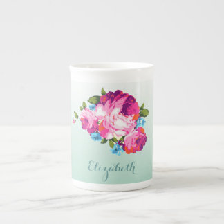 Porcelaine Tasse personnalisée florale en bon état de