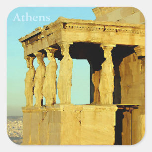 Porch des Caryatids 1 Aufklebers Quadratischer Aufkleber