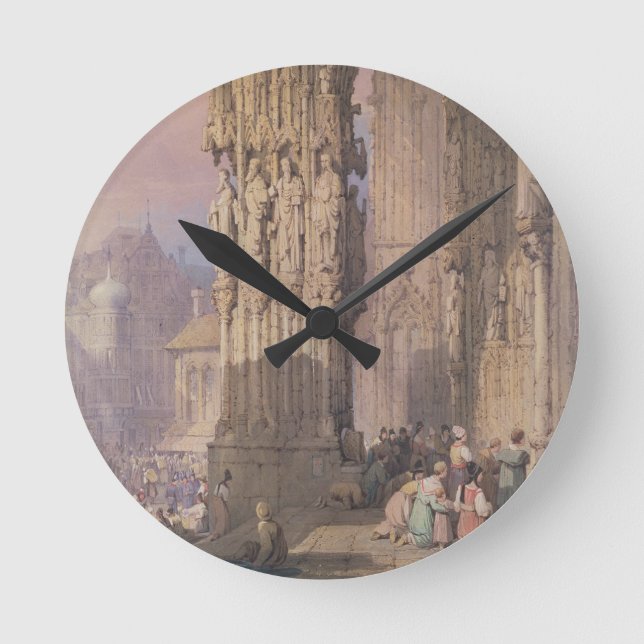 Porch of Regensburg Cathedral Runde Wanduhr (Vorderseite)
