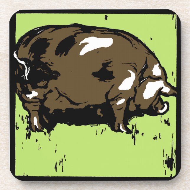 Porcs De Bois Victoriens Sur Le Dessous de verre (Devant)