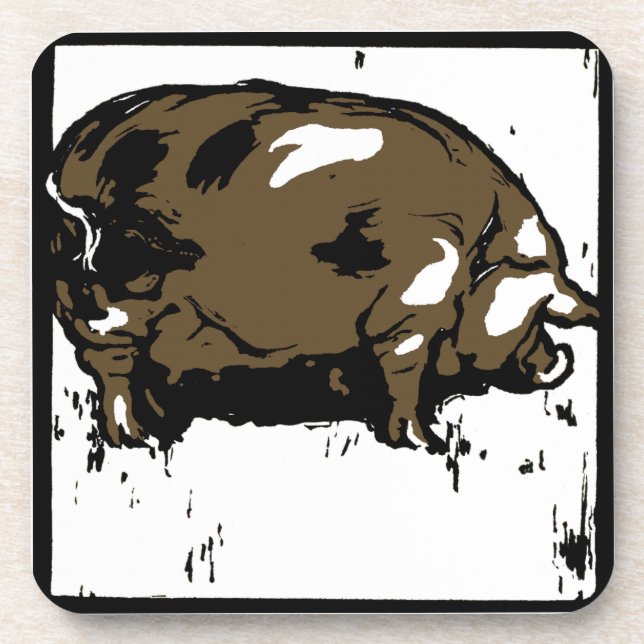Porcs De Bois Victoriens Sur Le Dessous de verre (Devant)