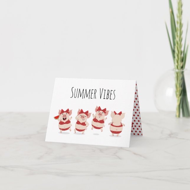 Porcs d'été en Bikinis Blank Inside Card (Devant)