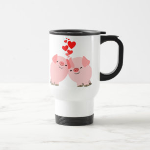 Porcs mignons de bande dessinée dans la tasse de