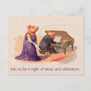Porcs vintages mignons de concert - invitation