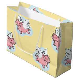 Porcs volants Nouveau bébé Sac cadeau Jaune L