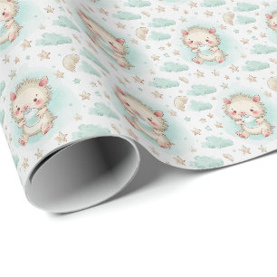 Porcupette Süßes Baby Pastell Aquarell-Muster  Geschenkpapier