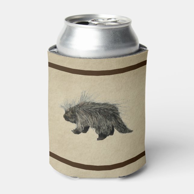 Porcupine auf altem Papier Dosenkühler (Kanne Vorderseite)