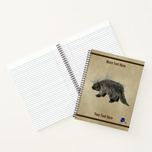 Porcupine auf altem Papier Notizbuch