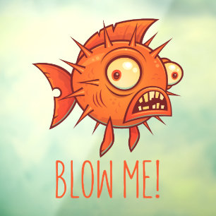 Porcupine Blowfish Cartoon - Blasen Fensteraufkleber