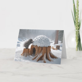 PORCUPINE IGLOO WINTER - ALTER STUMP FEIERTAGSKARTE