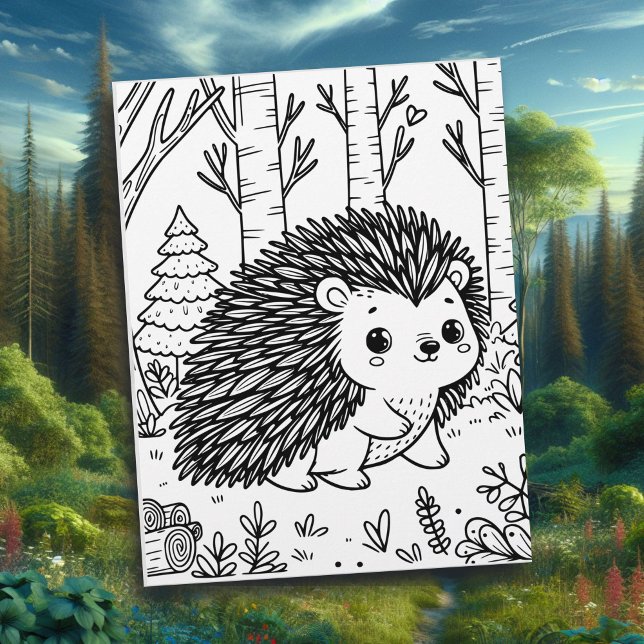 Porcupine mignonne dans les bois | Page Couleur (Créateur téléchargé)