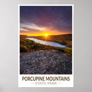 Porcupine Mountains State Park Michigan Aquarell Poster