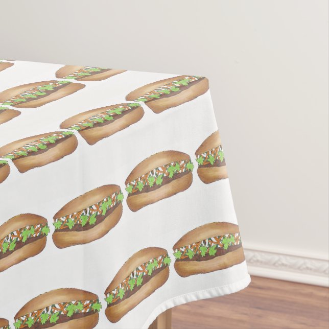Pork Banh Mi Sandwich Vietnamesischer Food Feinsch Tischdecke (Beispiel)