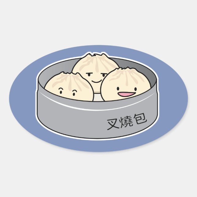 Pork Bun dim sum Chinesisches Frühstück gedämpft G Ovaler Aufkleber (Vorderseite)