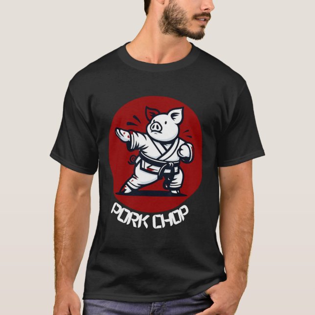 Pork Chop Karate Pig Funny Pun Martial Arts  T-Shirt (Vorderseite)
