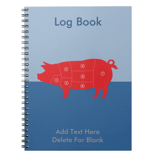 Pork Meat Cuts Chef Cook Pig Chart Notizblock (Vorderseite)