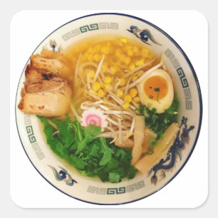 Pork Ramen Noodle Soup Quadratischer Aufkleber