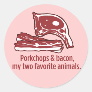 Porkchops & Bacon, meine beiden Lieblingstiere Runder Aufkleber