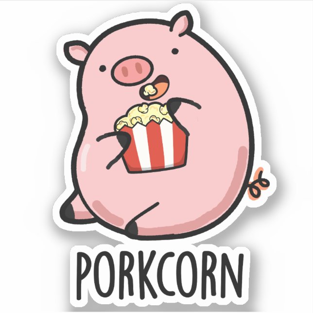 Porkcorn Funny Popcorn Pun Aufkleber (Vorderseite)