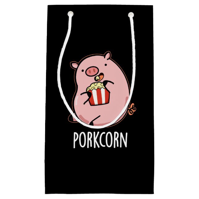 Porkcorn Funny Popcorn Pun Dark BG Kleine Geschenktüte (Vorderseite)