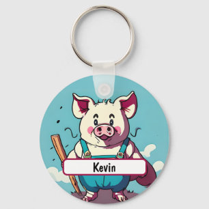 Porky des Bauern mit individualisierbarer Nametag Schlüsselanhänger