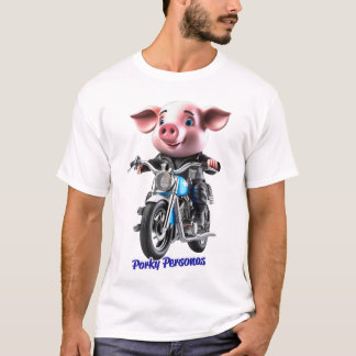 Porky Personas lustige Schweine Charaktere. Biker T-Shirt