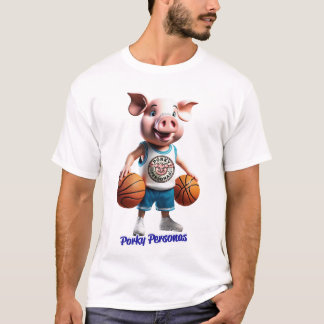 Porky Personas lustige Schweinefiguren. Basketball T-Shirt